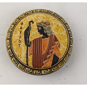 Vintage Trinket Jewelry Box w Lid Made In Greece Hand Painted Art Greek